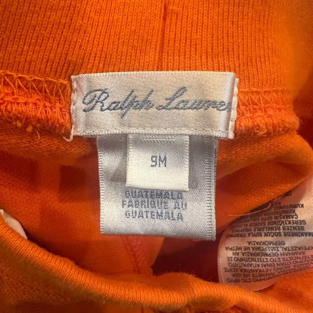Ralph Lauren orange cargo pocket baby boy shorts size 9 months